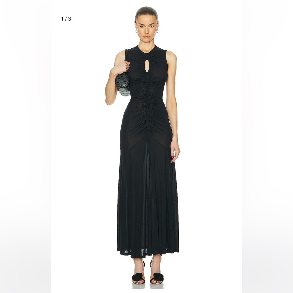 Ulla Johnson $570 Isabel Ruched Keyhole Body-Skimming Maxi Dress in black